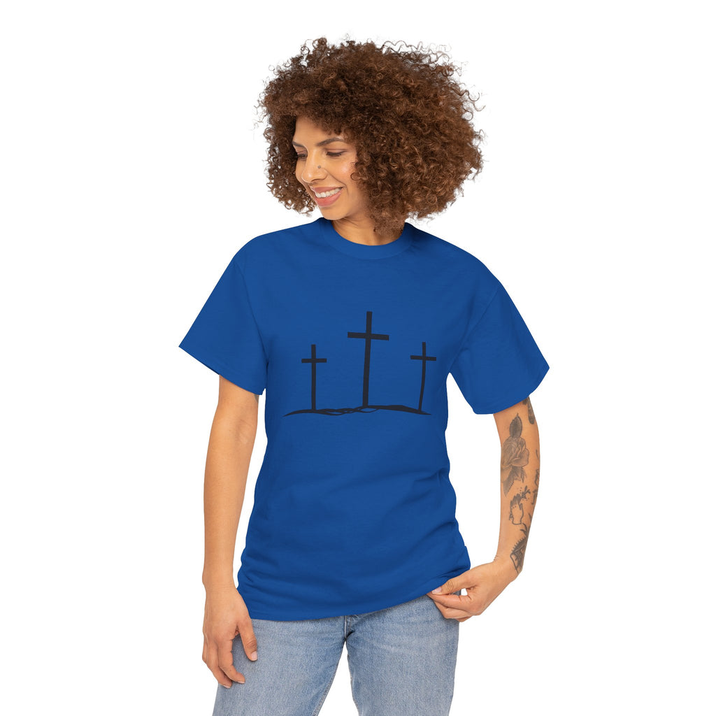Christian Crosses T‑Shirt — Three Crosses Faith Tee (Easter/Religious)