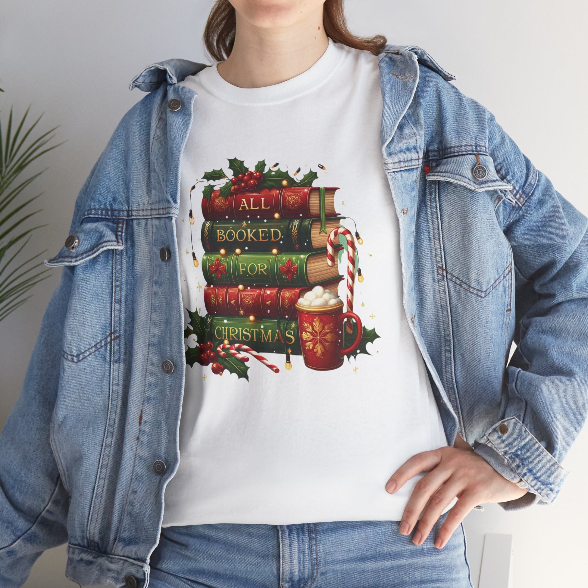 All Booked for Christmas T-Shirt, Holiday Book Lover Tee, Cozy Christmas Reading Gift, Gifts for Ladies