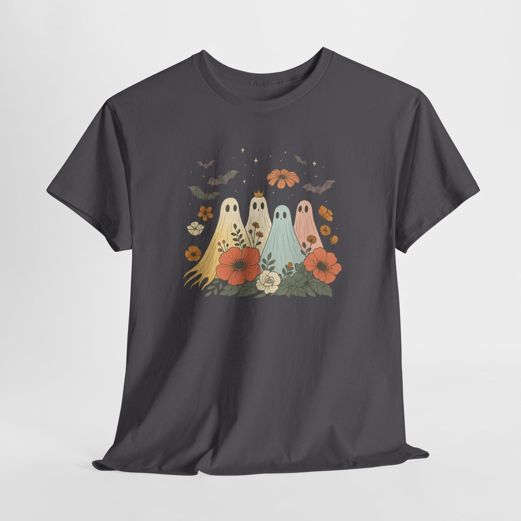 Whimsical Ghost and Flower Tee, Casual Halloween T-shirt, Fall Fashion Top, Unisex Graphic Tee, Halloween Party Outfit, Gift for Ghost