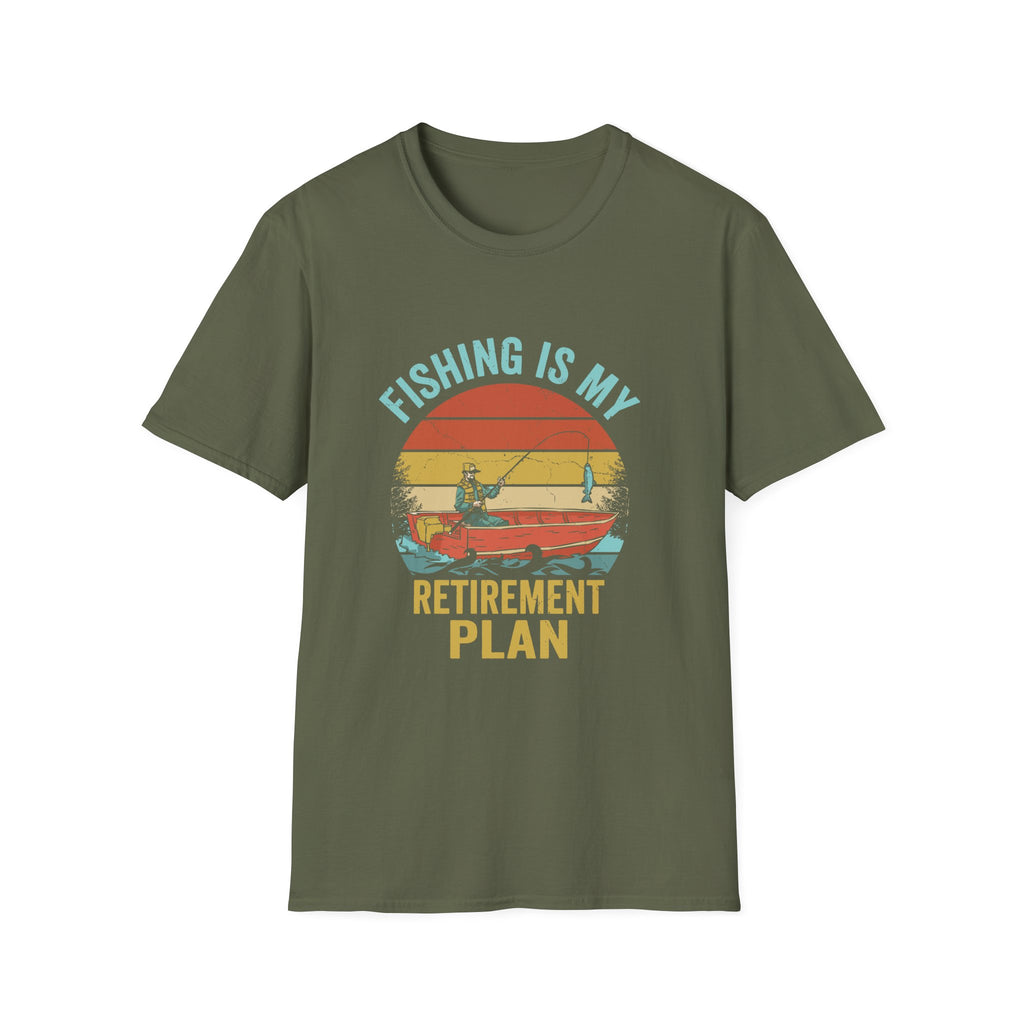 Fishing Is My Retirement Plan T-Shirt — Vintage Boat Fishing Tee for Retirees & Anglers