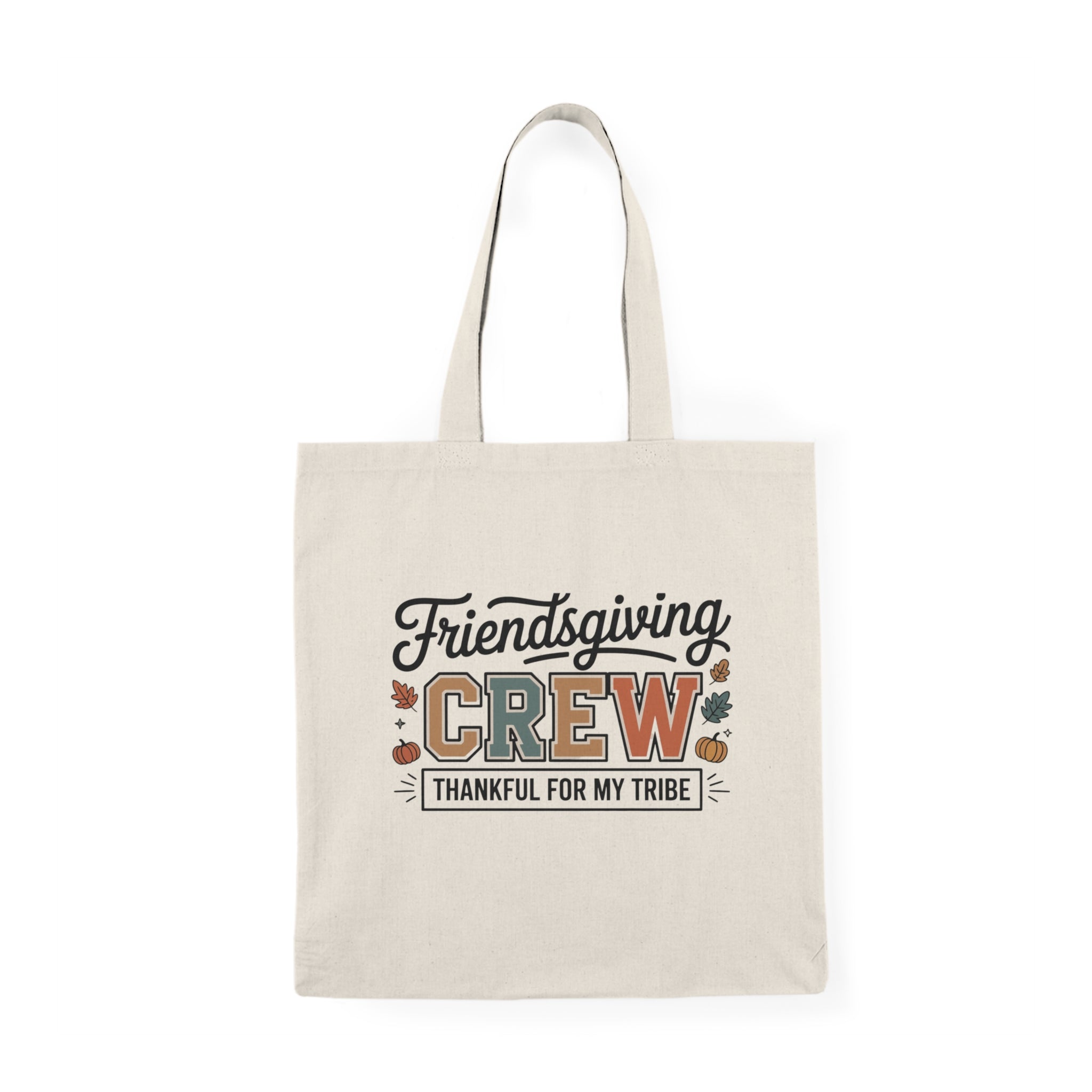 Friendsgiving Crew Tote Bag — "Thankful For My Tribe" Cotton Grocery & Gift Tote