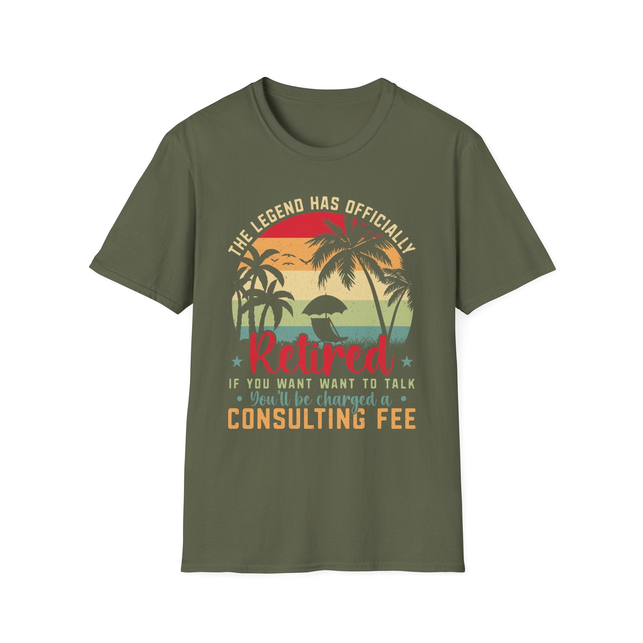 Retirement T-Shirts,  Retired Consulting Fee T-Shirt, Funny Retirement Beach Tee with Palm Trees