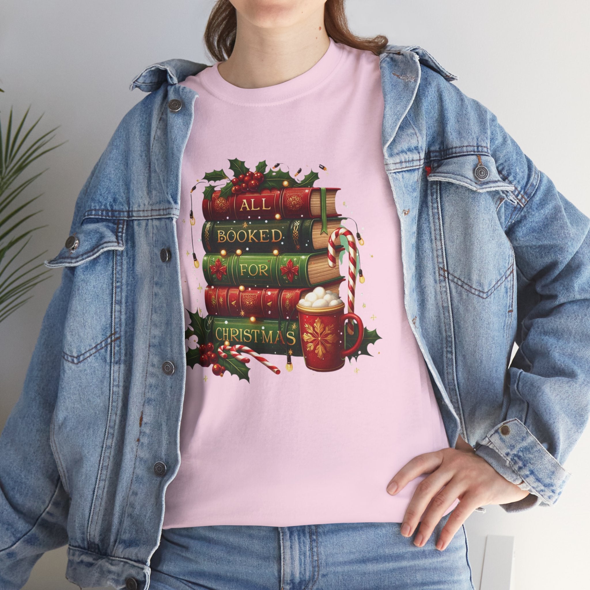 All Booked for Christmas T-Shirt, Holiday Book Lover Tee, Cozy Christmas Reading Gift, Gifts for Ladies