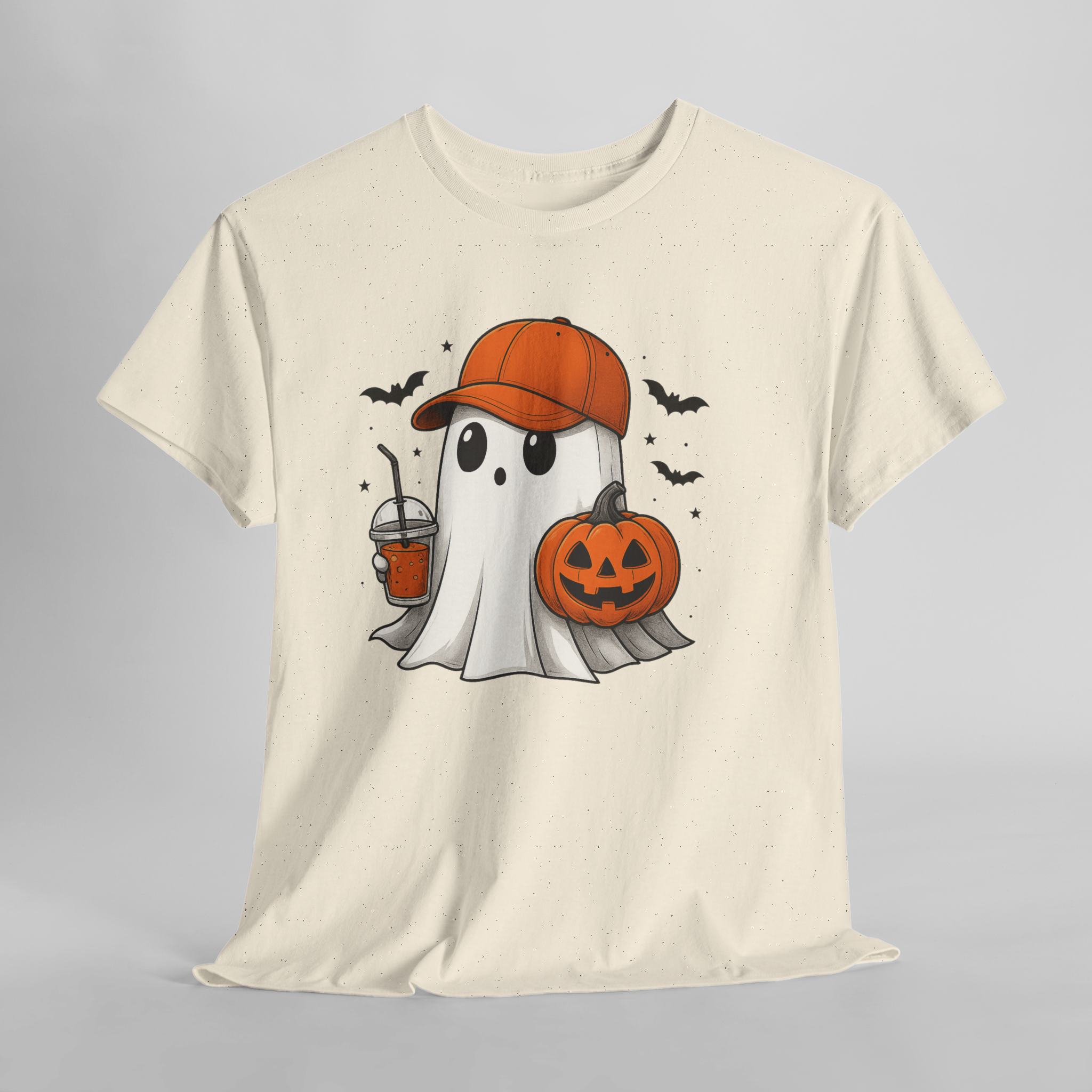 Halloween Ghost Tee - Unisex Heavy Cotton Shirt for Spooky Season, Casual Wear, Halloween Party Outfit, Fall Fashion, Gift Idea