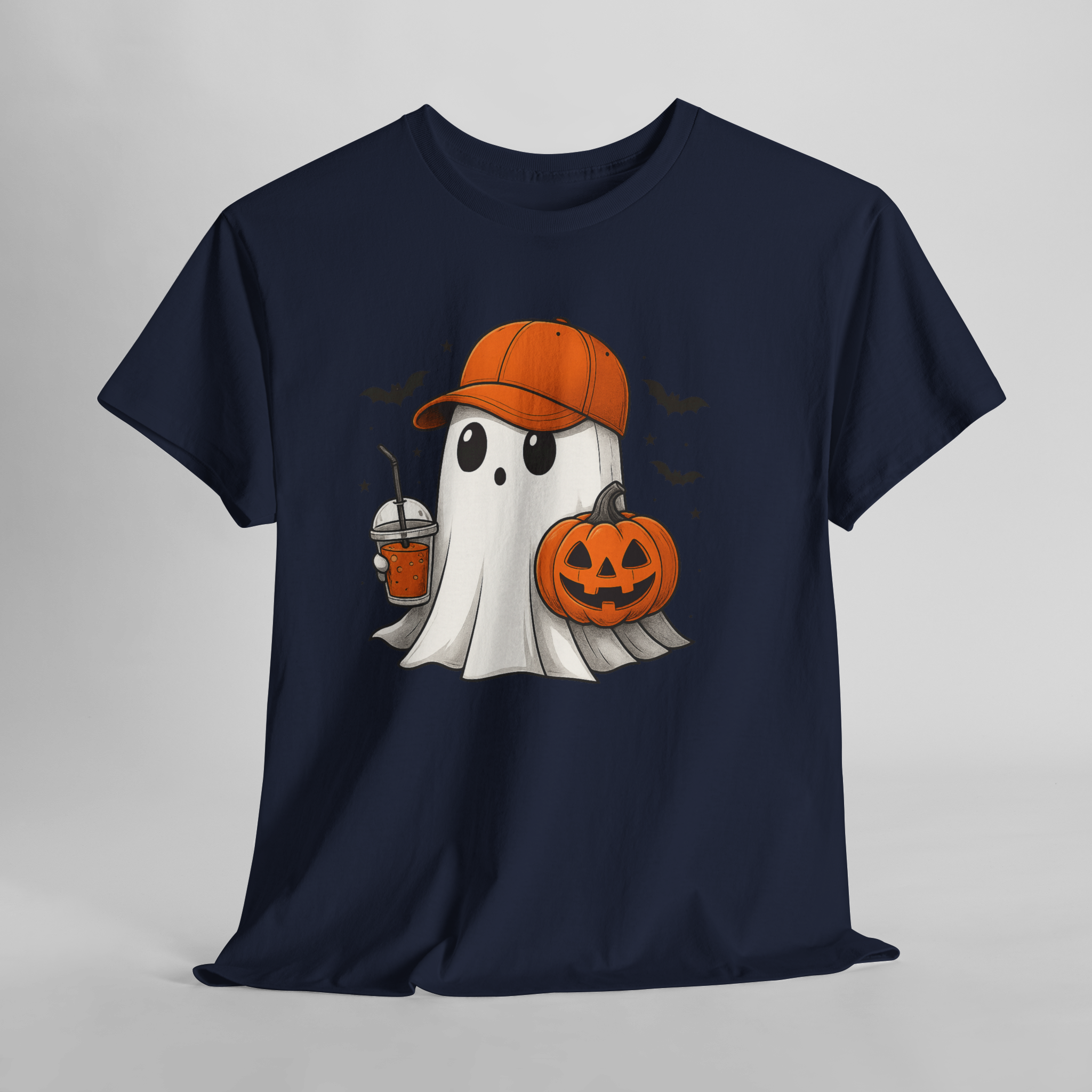 Halloween Ghost Tee - Unisex Heavy Cotton Shirt for Spooky Season, Casual Wear, Halloween Party Outfit, Fall Fashion, Gift Idea