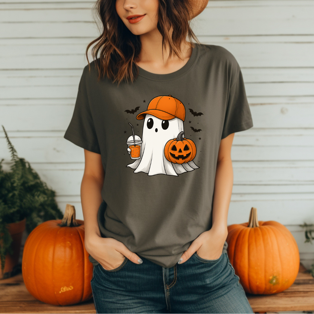 Halloween Ghost Tee - Unisex Heavy Cotton Shirt for Spooky Season, Casual Wear, Halloween Party Outfit, Fall Fashion, Gift Idea