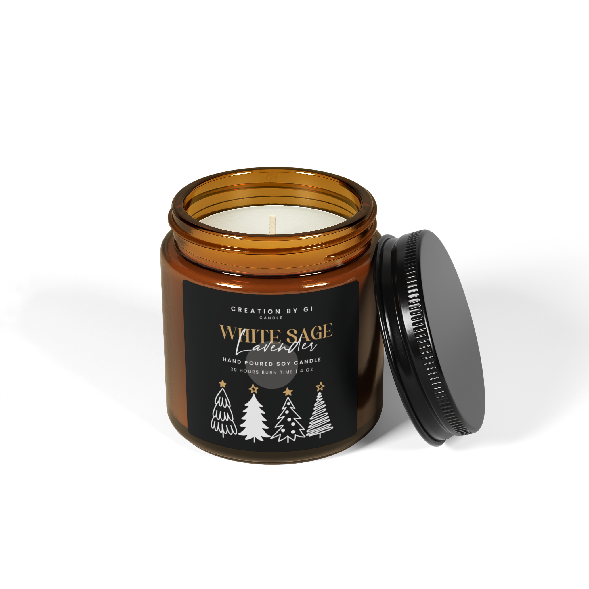 Christmas Wishes Scented Soy Candle — Amber Jar, Holiday Pine & Warm Spice