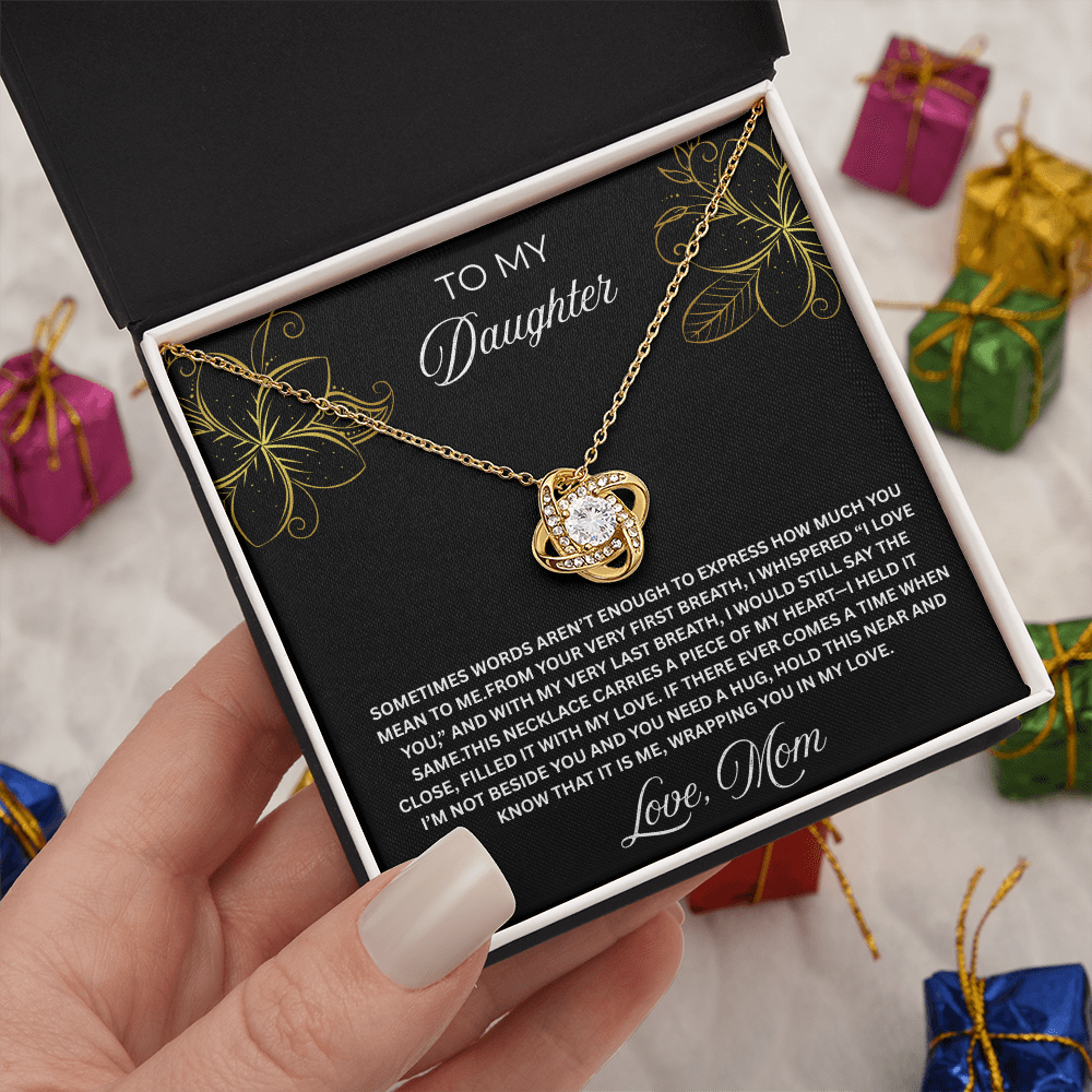 To My Daughter Love Knot Necklace