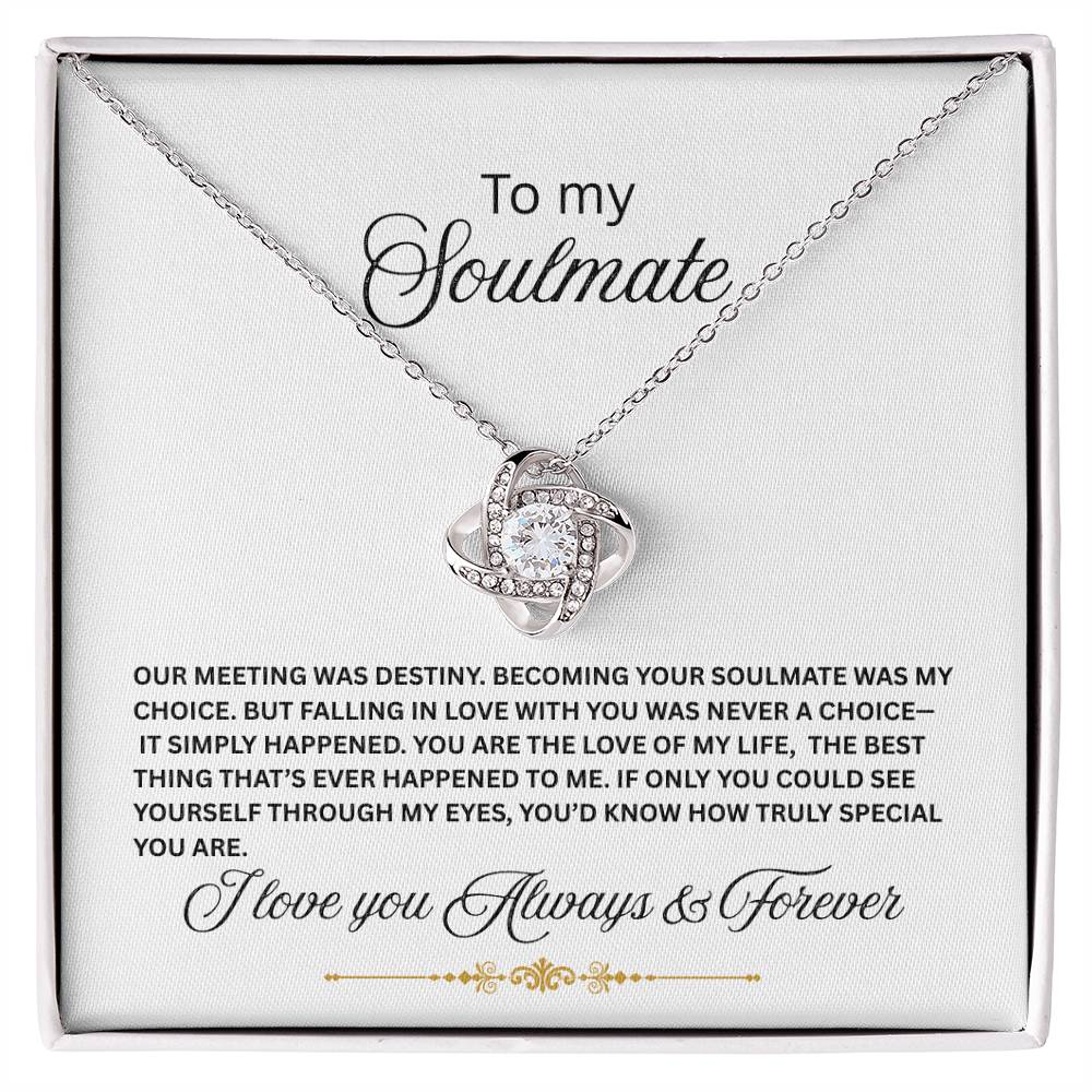 To My Soulmate Love Knot Necklace