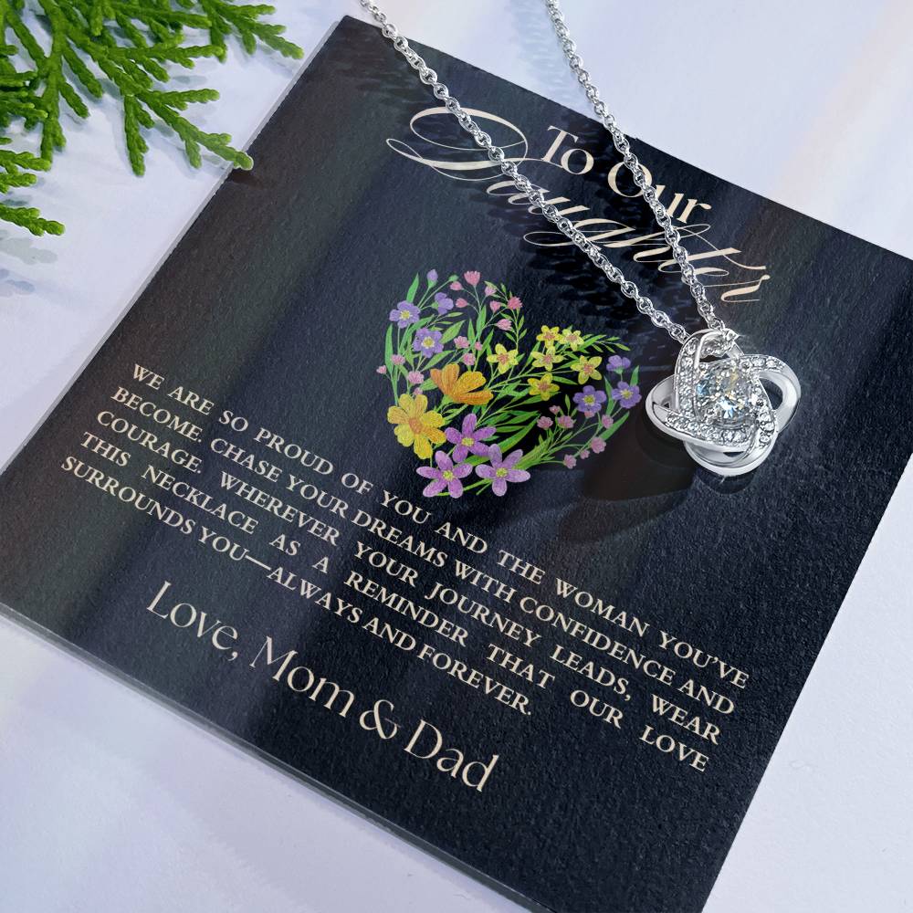 To My Daughter Necklace, Love Mom and Dad Necklace,  Achievement Gift from Parents