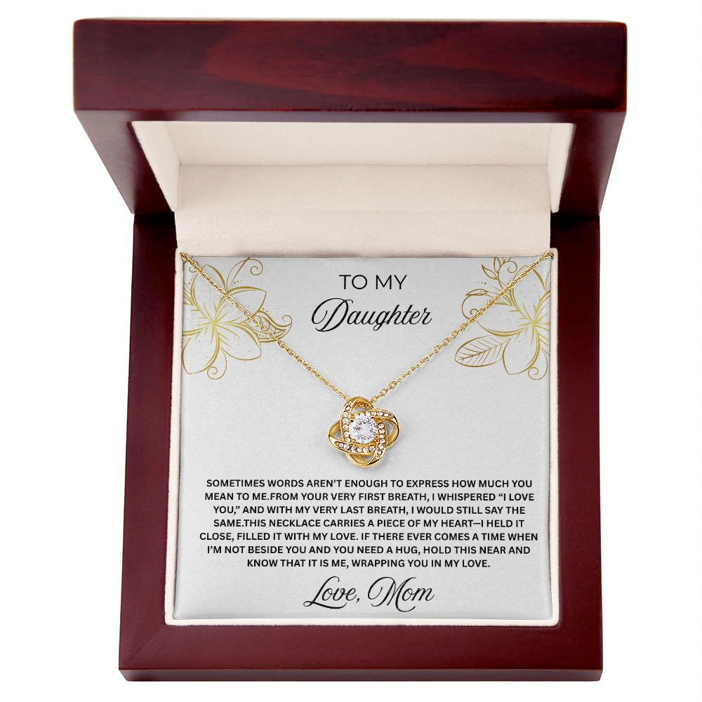 Gold Necklace for Daughter from Mon with Message Card, in a luxury box