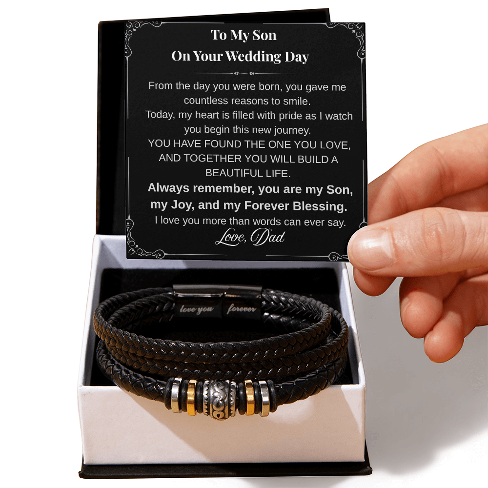 Bracelet Gift with message to Son Wedding Day