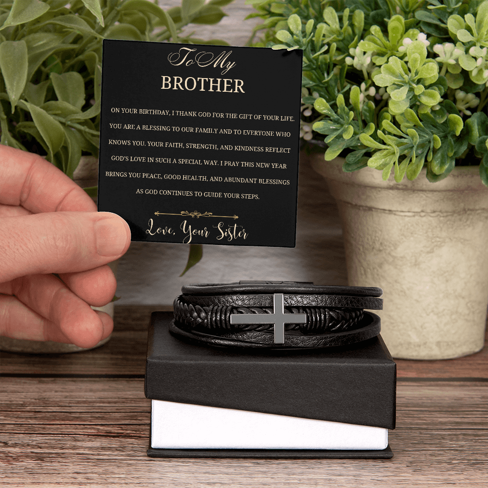 To My Brother Cross Bracelet