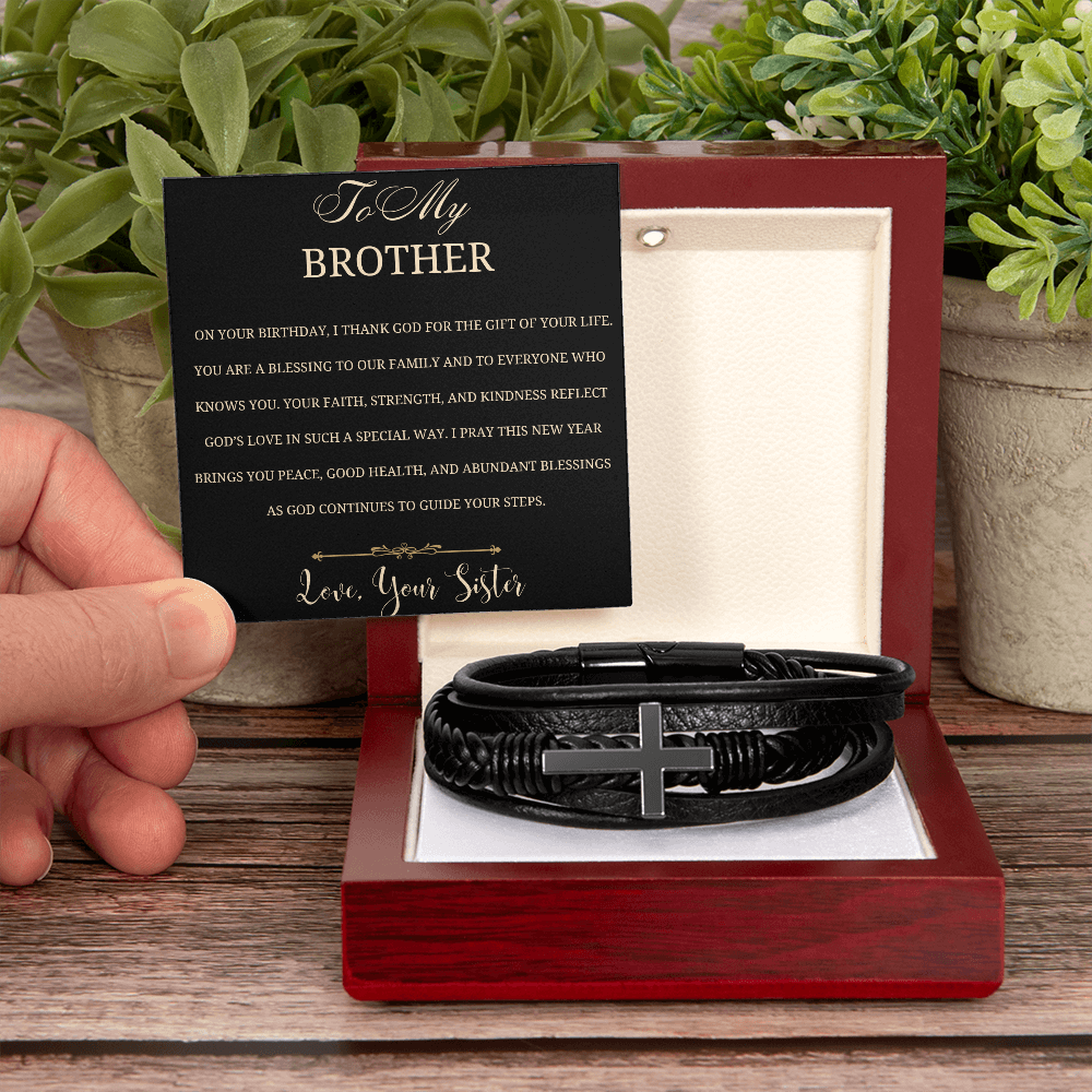 To My Brother Cross Bracelet