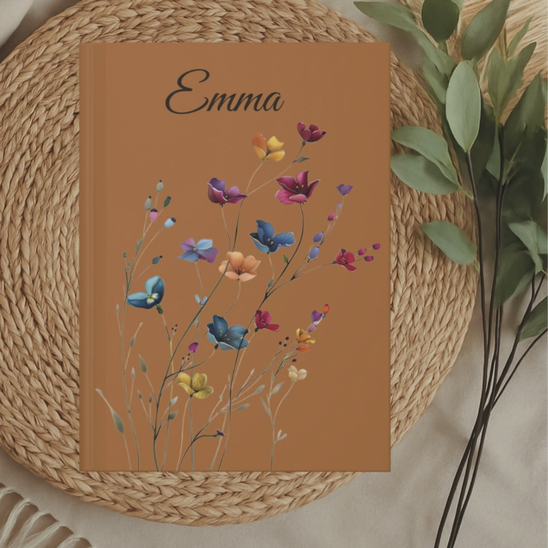Personalized Flower Notebook, Hardcover Notebook, Custom Name Diary ,  Journal Personalized Hardcover Journal, Gifts  For Women,  Mothers Day Gifts